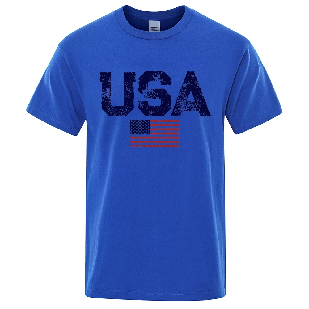 New Summer Vintage Usa Flag Street Print Male T Shirts Hip Hop Street Tshirt Casual Cotton Tops Oversize Breathable Tee Clothes