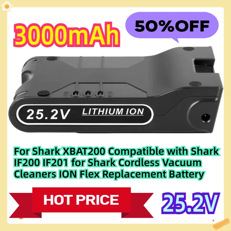 For Shark XBAT200 Compatible with Shark IF200 IF201 for Shark Cordless Vacuum Cleaners ION Flex Replacement Battery 25.2V 3.0Ah