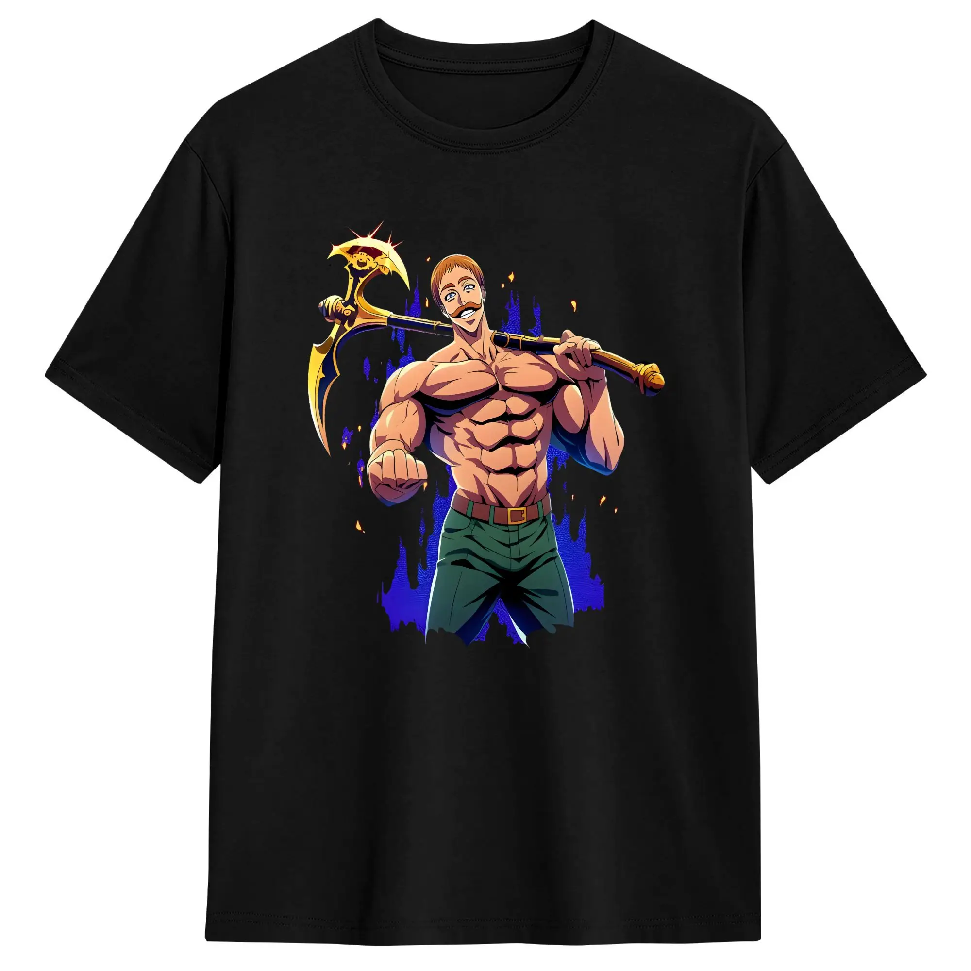 Men Anime Escanor Stronger Man T Shirts  Cotton Clothing Fashion Short Sleeve Crew Neck Tee Shirt Graphic Printed T-Shirts