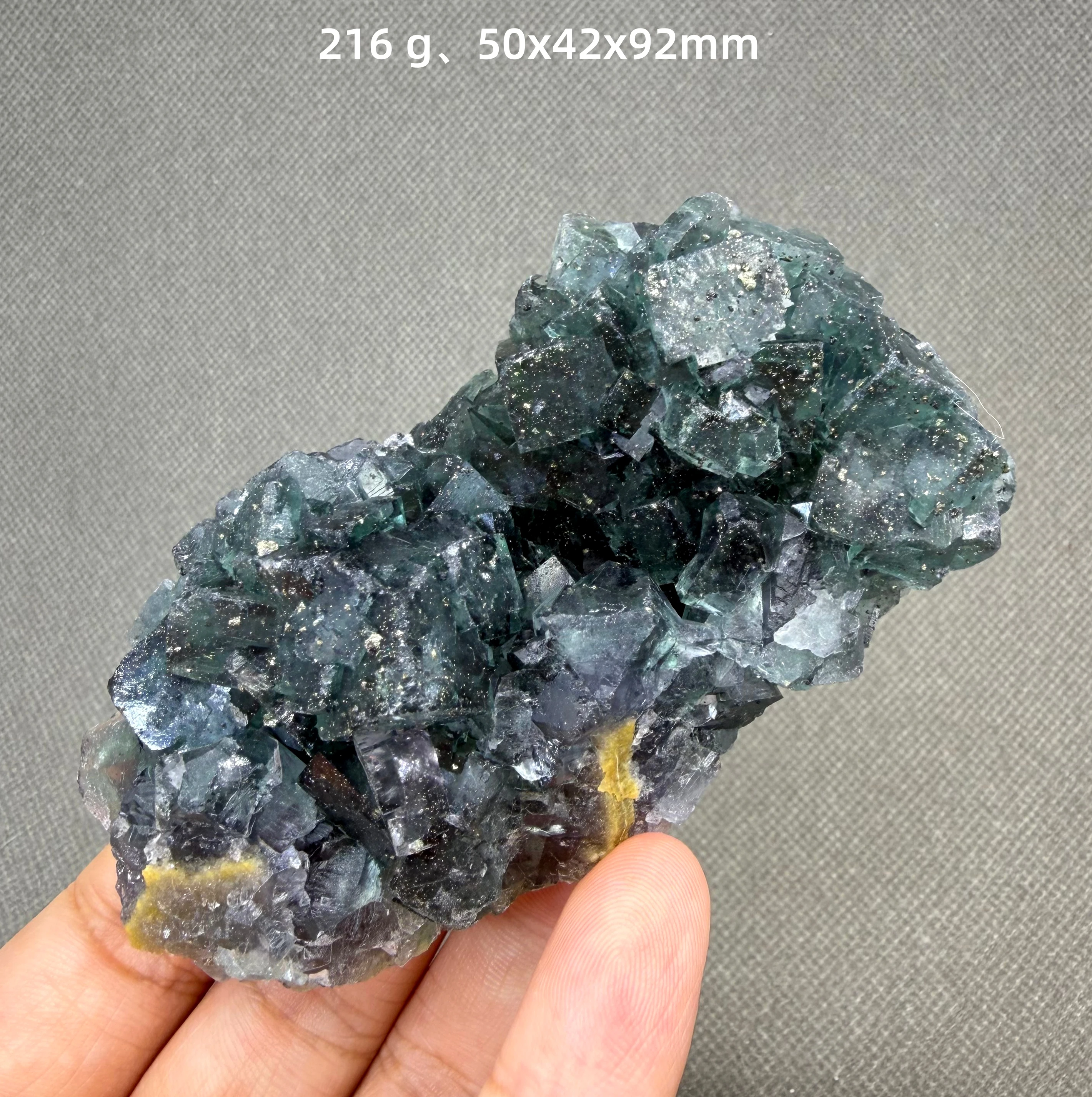 Rare Nigerian Daylight Fluorescent Fluorite with Pyrite Inclusion Natural Crystal Specimen
