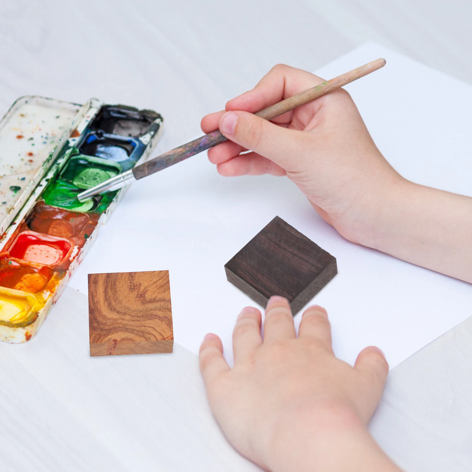 

24pcs Wooden Ring Making Material Unfinished Blocks Smooth Small Wood Planks Diy Craft Wood Art Supplies For Teachers Students