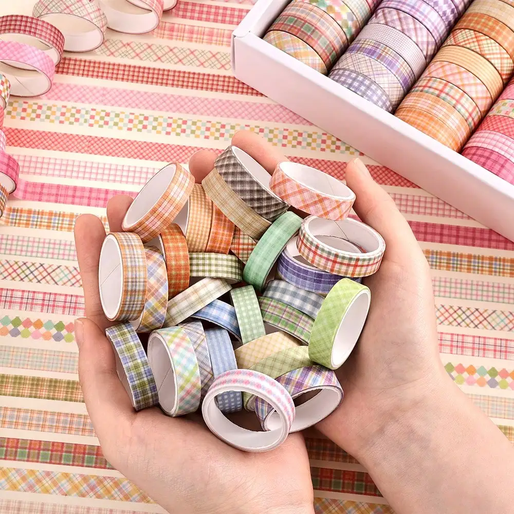 60롤 컬러풀 와시 테이프 세트(선물 상자) - 0.4인치×2m 꽃무늬, 스크랩북/DIY/불렛 저널/학교/사무실용