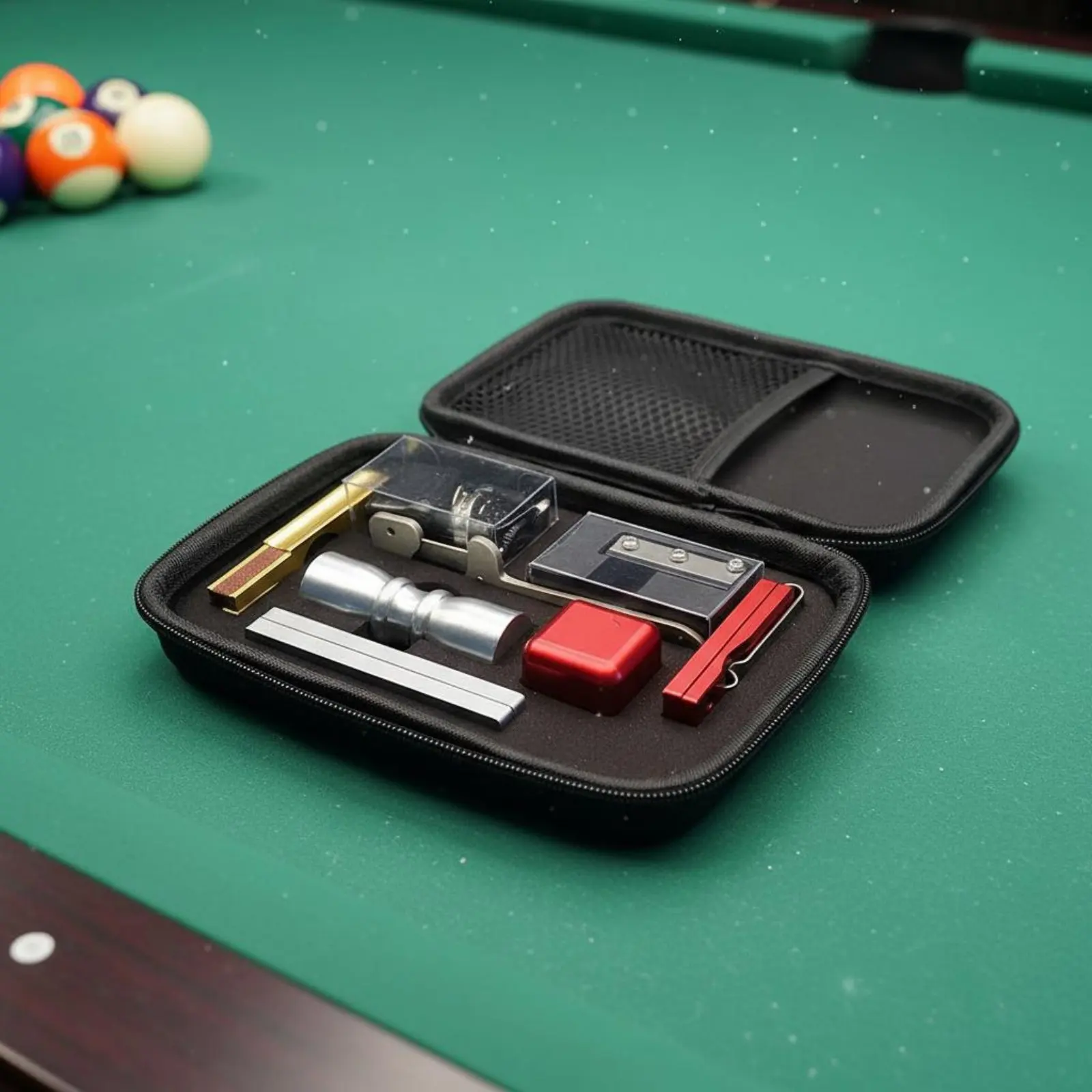 

8 Pieces Billiard Cue Tip Repair Set Portable Case Pool Cue Tip Replacement Kit Game Accessory Easy to Use Aluminum Alloy