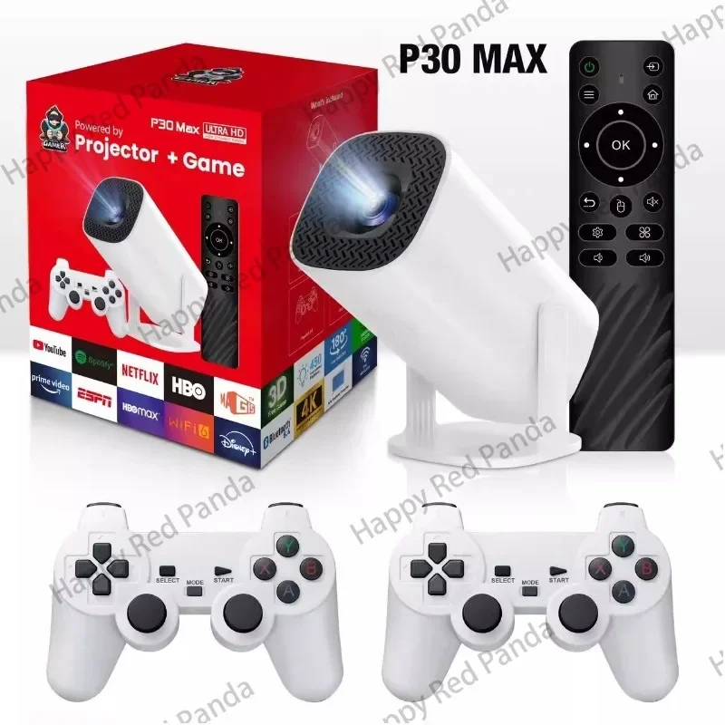 4K game projector P30MAX chip H713 handheld double wireless handle high definition silky not card