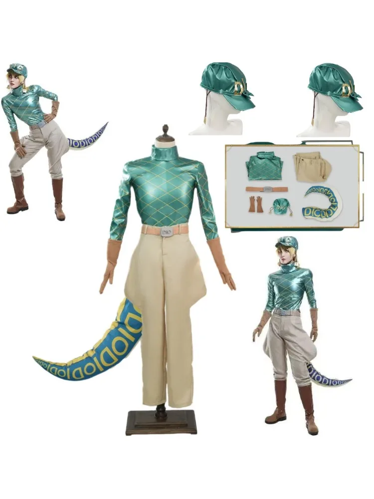 Anime JoJo's Bizarre Adventure Steel Ball Run Diego Brando Strój Cosplay Kapelusz Ogon Pas Dinozaur Pełny Zestaw Halloweenowy Strój do Zabawy — 2