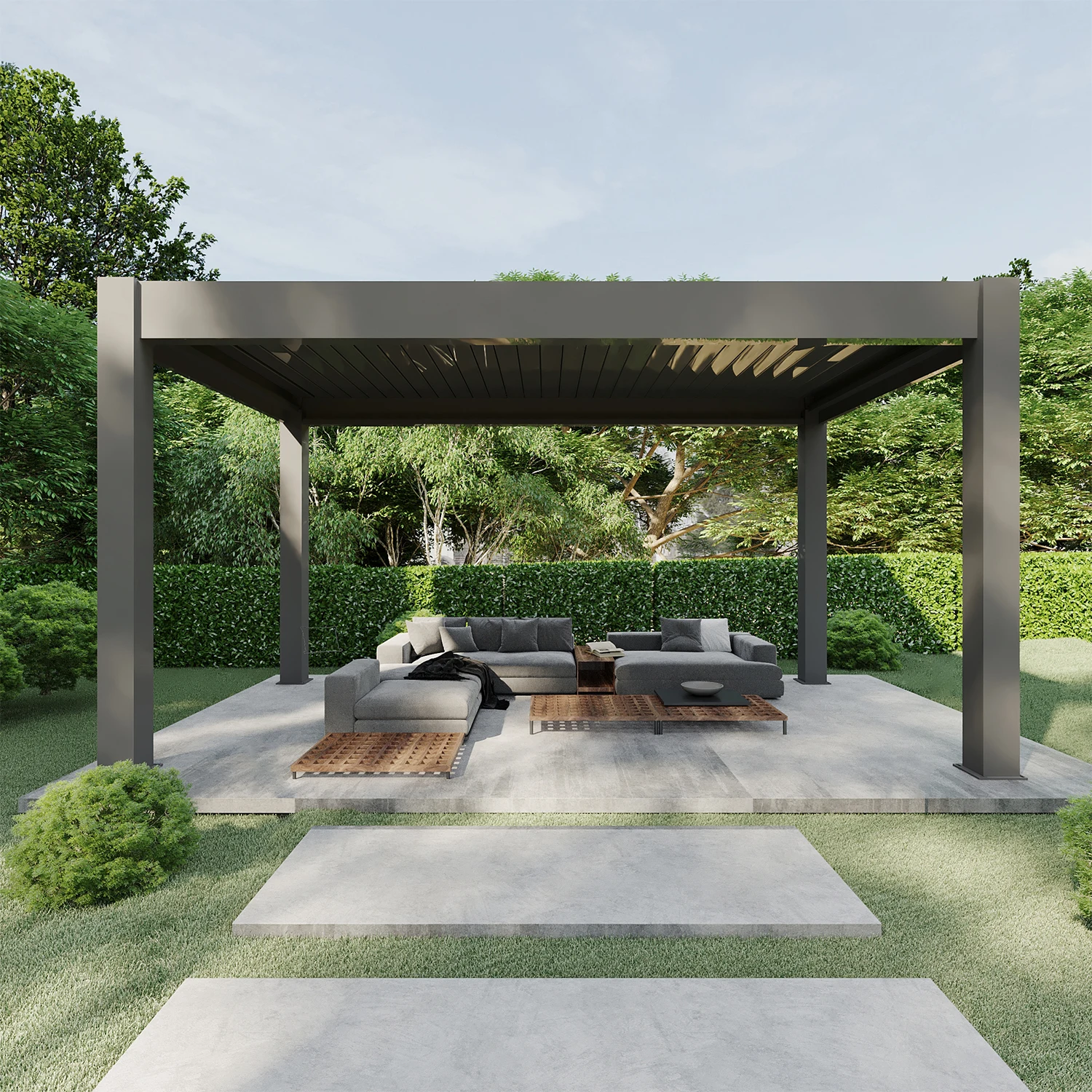 2026 Waterproof Retractable Garden Adjustable Outdoor Gazebo Customized Bioclimatic Motorized Aluminium Louver Automatic Pergola