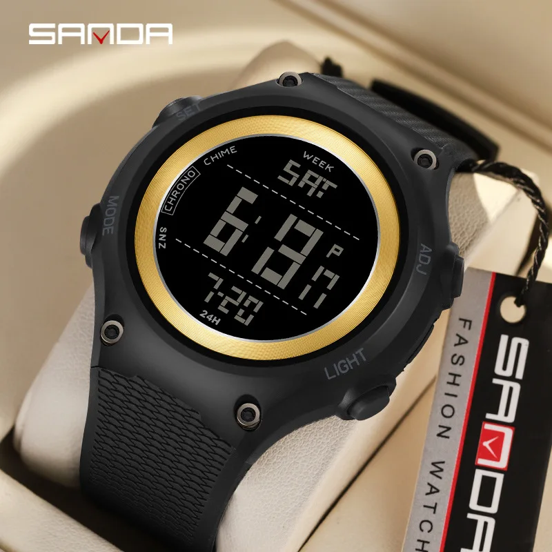 Reloj electrónico SANDA 50 metros resistente al agua + luz nocturna Esfera digital grande reloj deportivo multifuncional a prueba de golpes para exteriores