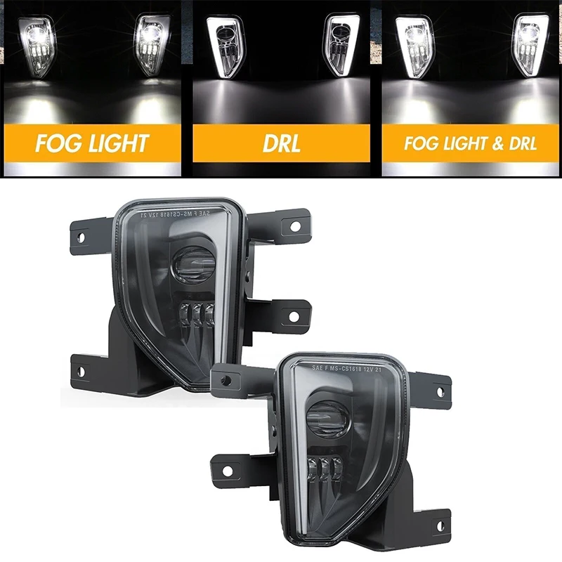 

2X LED Fog Lights Day Running Light Fit For Chevy Silverado 1500 2016-2018 Front Bumper Driving Fog Lamp Kit GM2592315 Fog Light