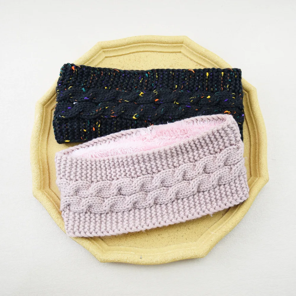 1-teiliges wintergestricktes, klobiges Stirnband, gehäkelt, Turban, gestrickter Ohrenwärmer mit Plüschfutter, Ohrenschützer, Strumpffüller für kaltes Wetter – Detail 5