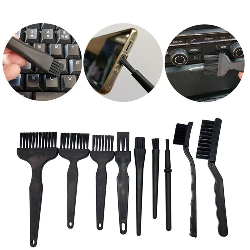 9Pcs Anti Static Brush ESD Safe Details Cleaning Brush Tool For Mobile Phone Tablet PCB BGA Repair Work