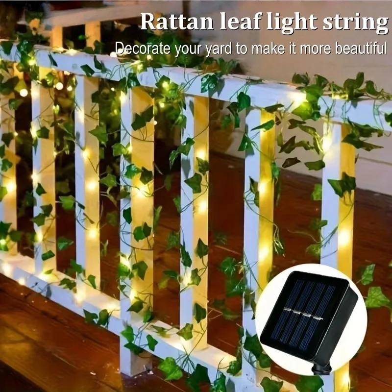 

Светодиодная гирлянда с зелеными листьями на солнечной энергии, 50/100/150 светодиодов, 8 режимов освещения, подходит для наружного декора.