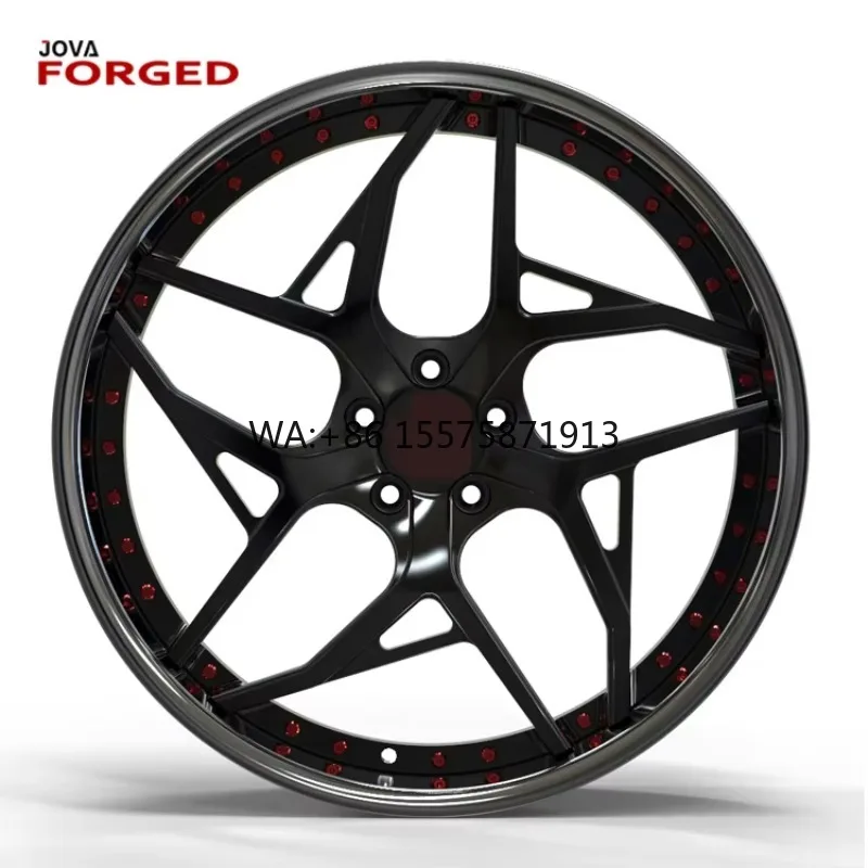 

Комплект из 2 кованых дисков Deep Dish черного и красного цвета с декоративными заклепками для автомобилей класса люкс