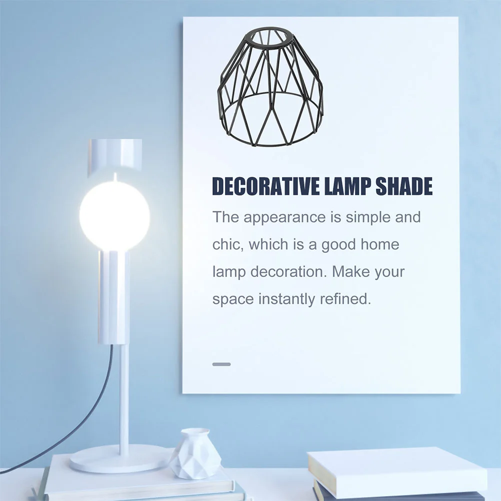 2 Pcs Lampshade Hanging Shades Iron Pendant Light Ceiling Little Black Lampshades for Bulb Cage Guard Wrought Office