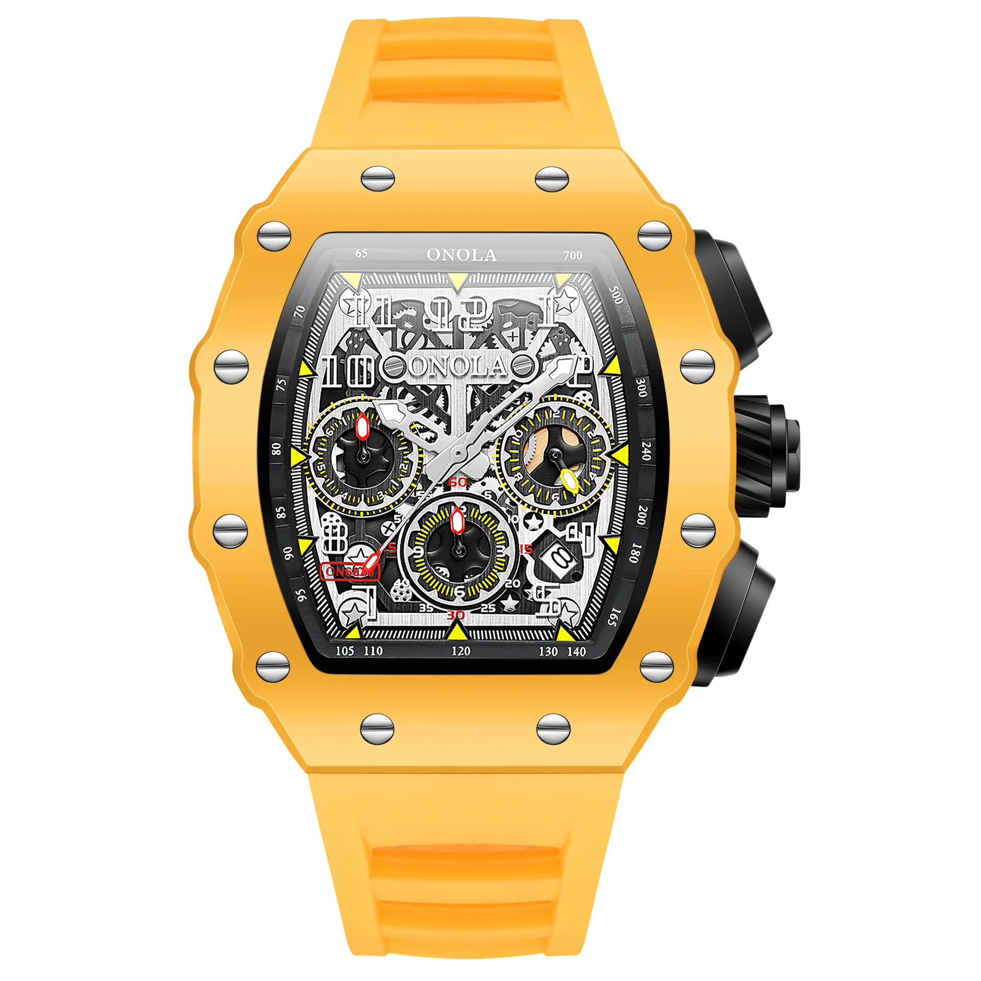 New Design Quartz Watch Fashion Tonnea Multifunctional Timing Waterproof Silicone Strap Watch for Man Reloj