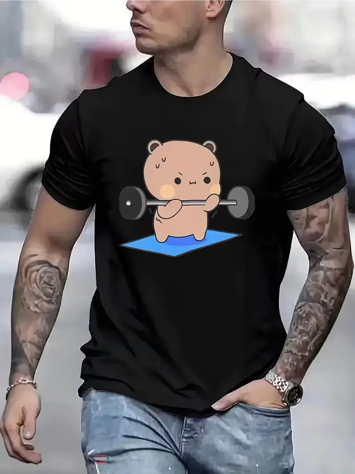 Stylish Casual Bear Print Men's T-Shirt