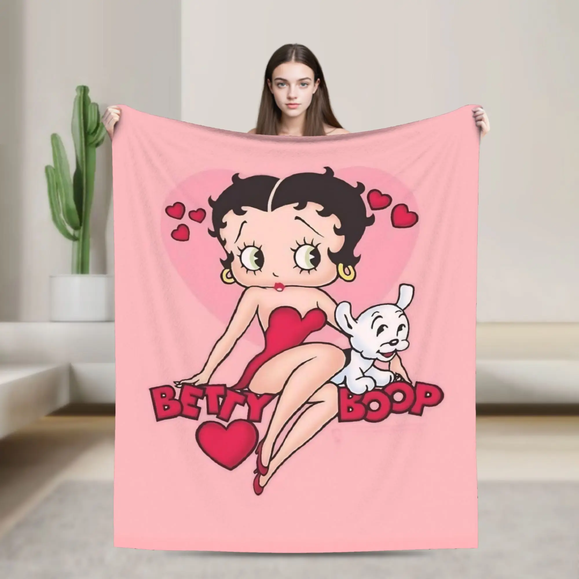 Bettysd Cartoon Doll Boopsd Throw Blanket for Couch  Fuzzy Soft Plush Blanket 50x60 Inch Multi-size Bedspreads for All Seasons