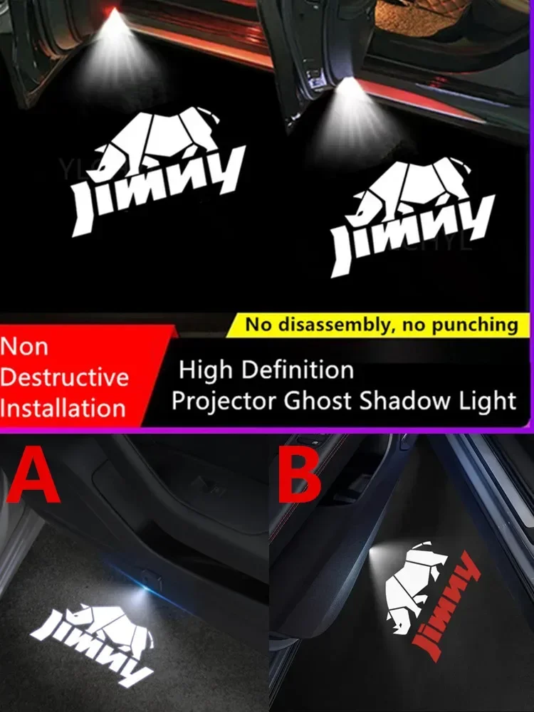 

2PC For Jimny Rhinoceros Emblem JB43 JB23 JB64 JB74 Led Car Door Welcome HD Light Ghost Shadow Logo Projector Laser Lamps