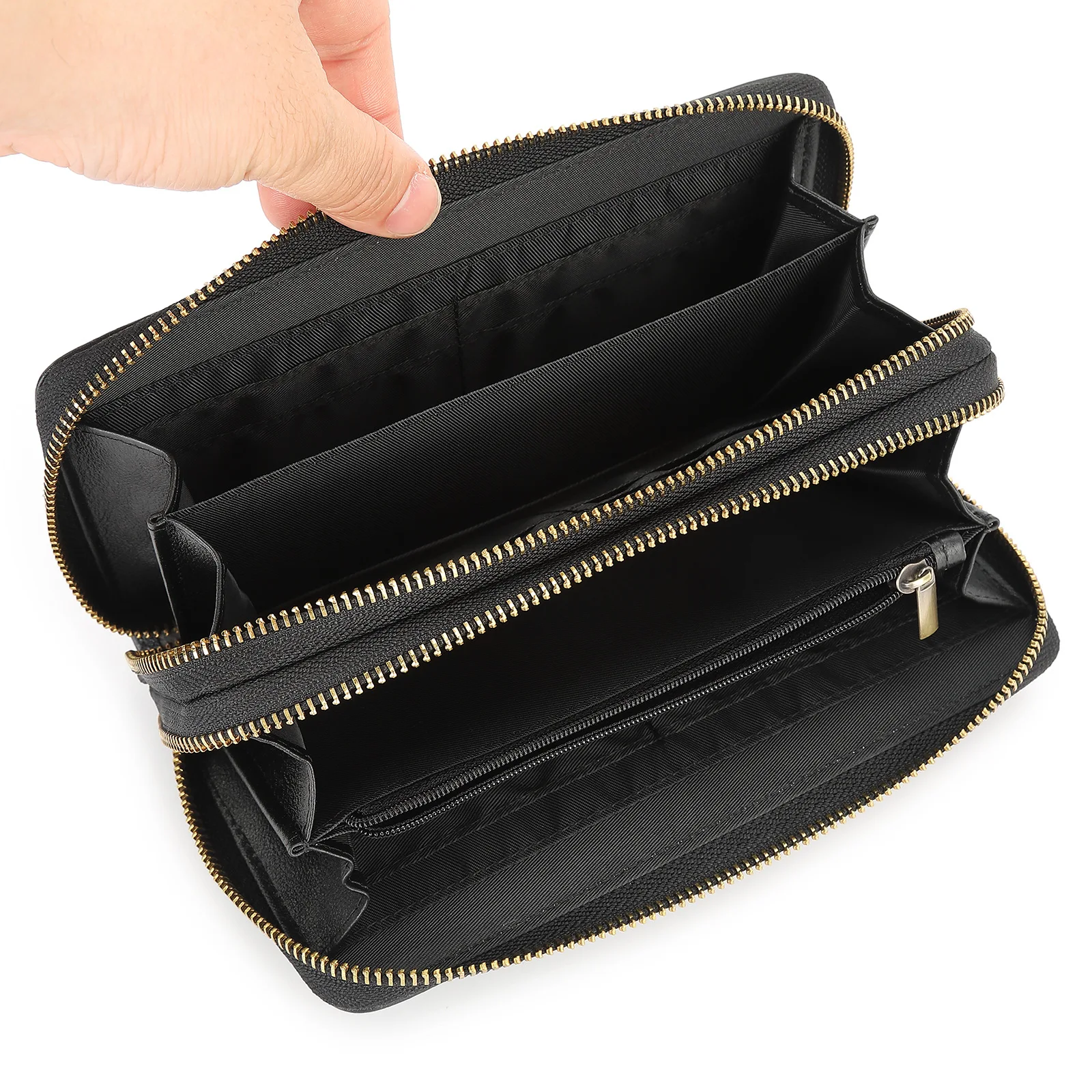 New Cow Leather Engraving Wallet Men Clutch Bag Zipper Male Phone Purse Coin Pocket Card Holder Leather Clutch Wallets Handbags