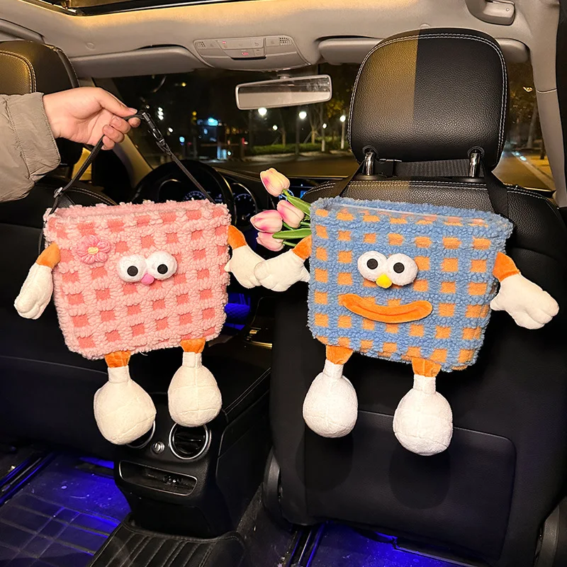 NEW Car Trash Can Hanging Car Storage Box Car Umbrella Storage Bucket Cute Little Monster Car Interior Decoration Supplies