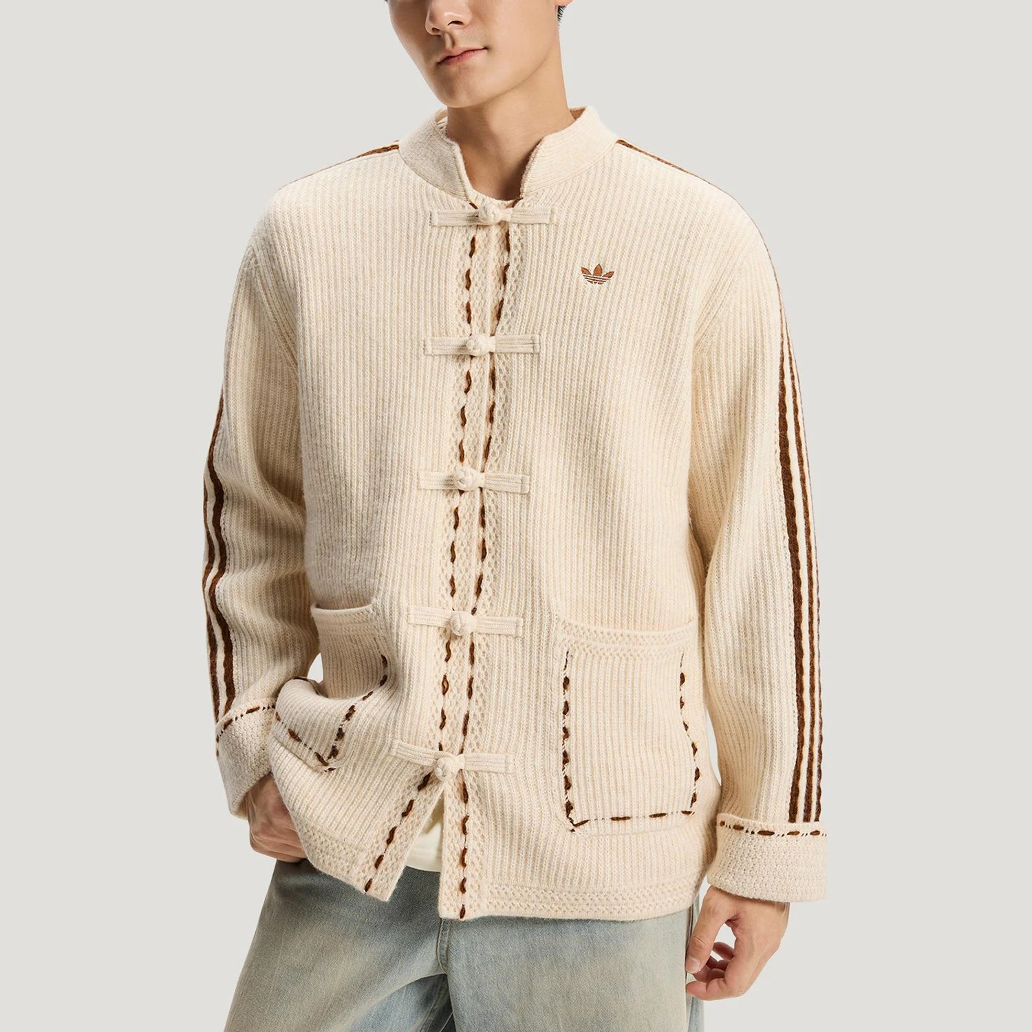 Adidas genuine clover men's and women's models are knitted classic jacket KR5065