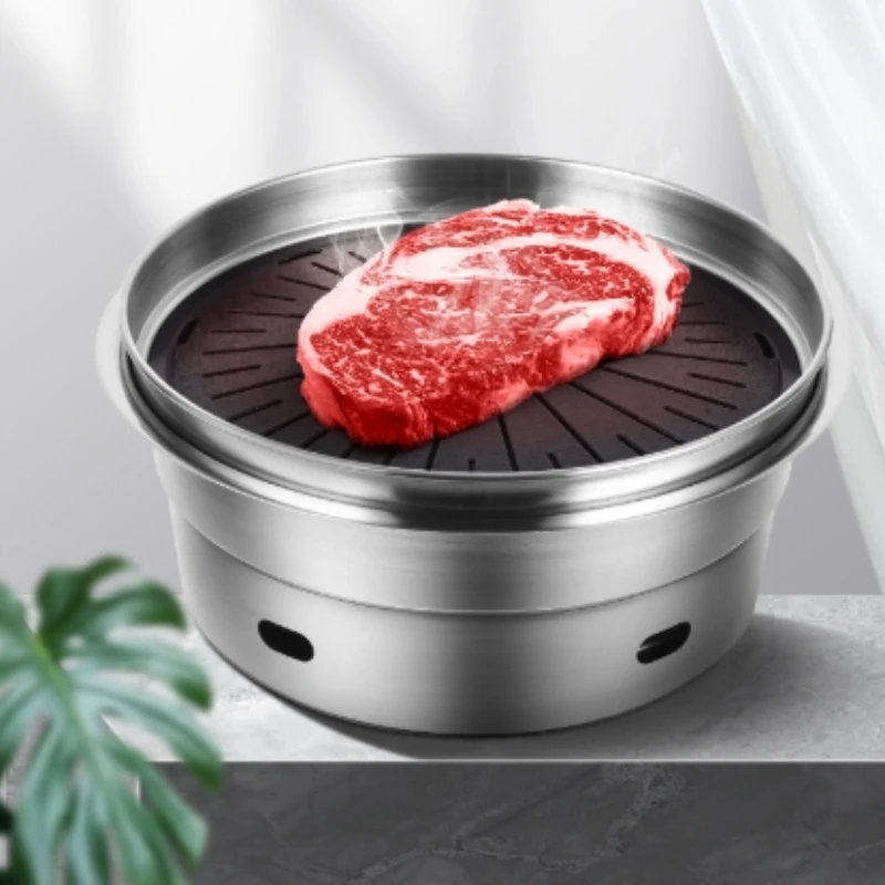 شواية فحم من الفولاذ المقاوم للصدأ مرتفعة، موقد شواء بتصميم أقحم، شواية مقاومة للرذاذ، فرن شواء على سطح الطاولة بمساحة كبيرة