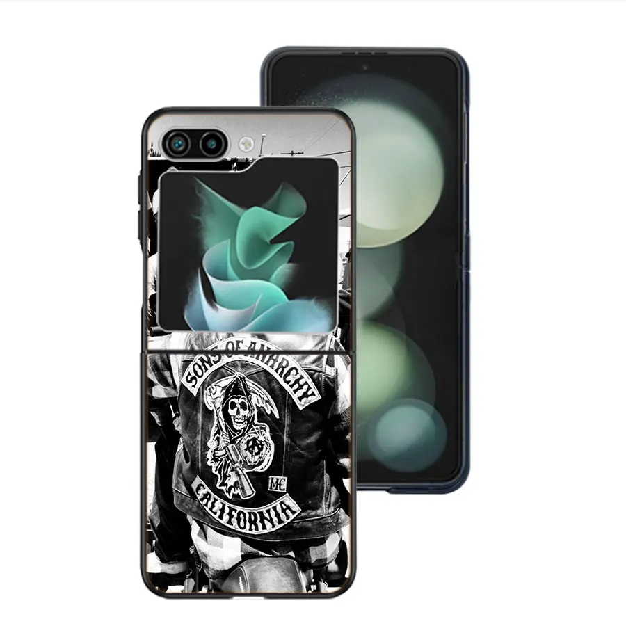 American TV Sons of Anarchy Clear Phone Case per Samsung Z Flip 5 4 3 Galaxy Z Flip 6 5G Cover rigida antiurto TPU PC Hard Coque