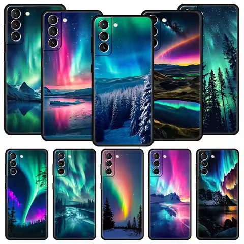 Beautiful northern lights Phone Case For Samsung Galaxy S24 S23 S22 S20 Ultra S21 FE 5G S10 S9 Plus S10E S8 Soft Silicone Cover