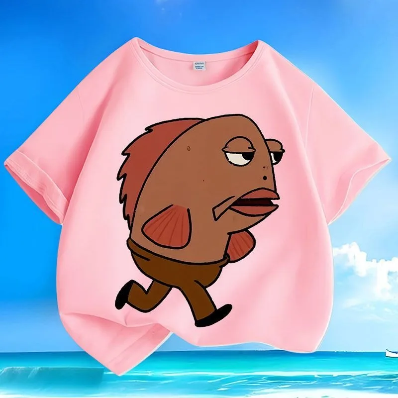 

Детские футболки с героями мультфильмов, новое летнее поступление, свободный крой с круглым вырезом, универсальные футболки с короткими рукавами для мальчиков и девочек