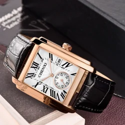 CHENXI 8216 Classic Men's Quartz Watch Elegant Square Dial Calendar Waterproof Leather Strap Casual Business Watches for Men