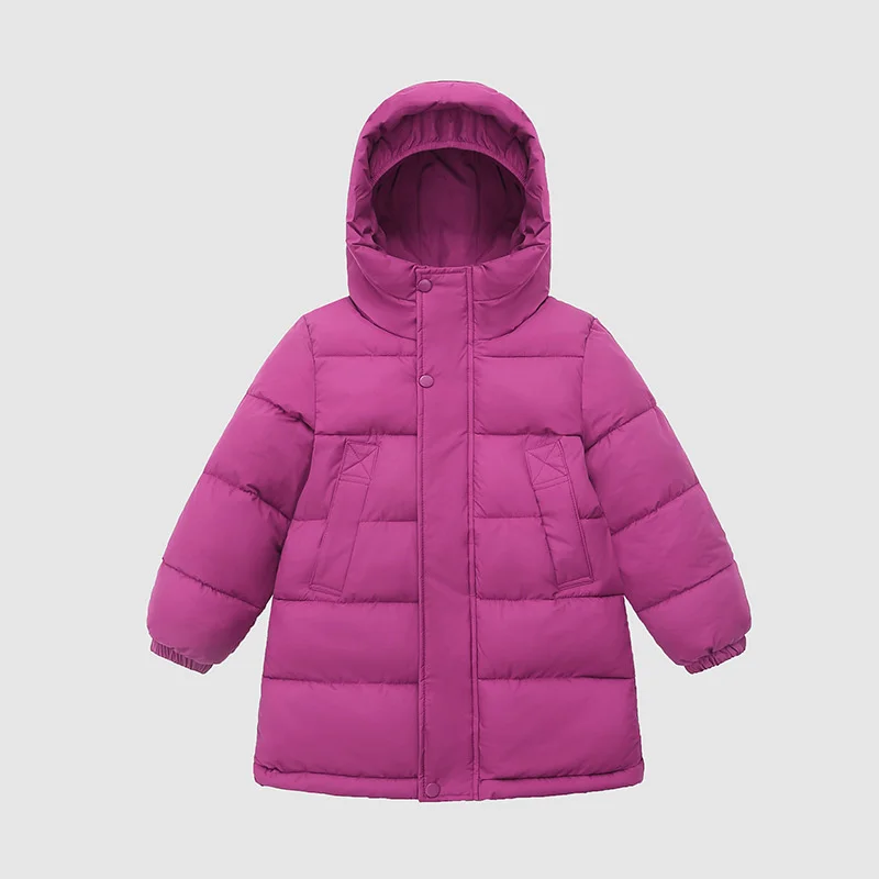 Kids Winter Warm Down Coats Children Comfortable Hooded Thick Windproof Thermal Jacket Girls Versatile Solid Outerwear
