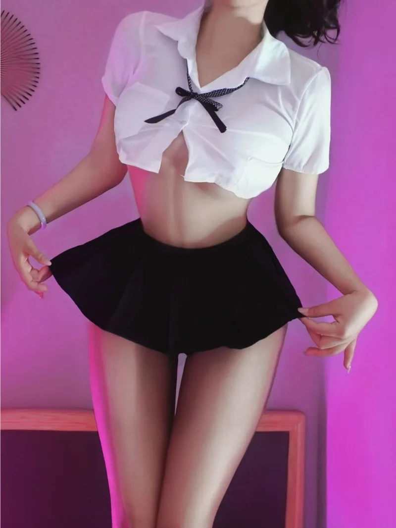 

Sexy Skirt Sets College White Shirt JK Uniform Bow Pleated Skirt Pure Desire Casual Style Short Sleevess Charming Elegant 4H41