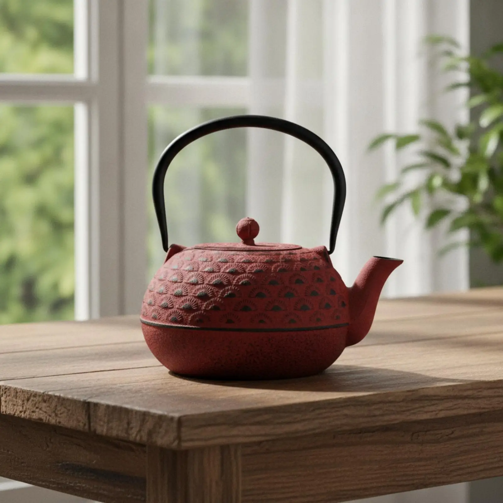 Cast Iron Teapot Textured Teapot with Lid Heat-Retaining for Kitchen