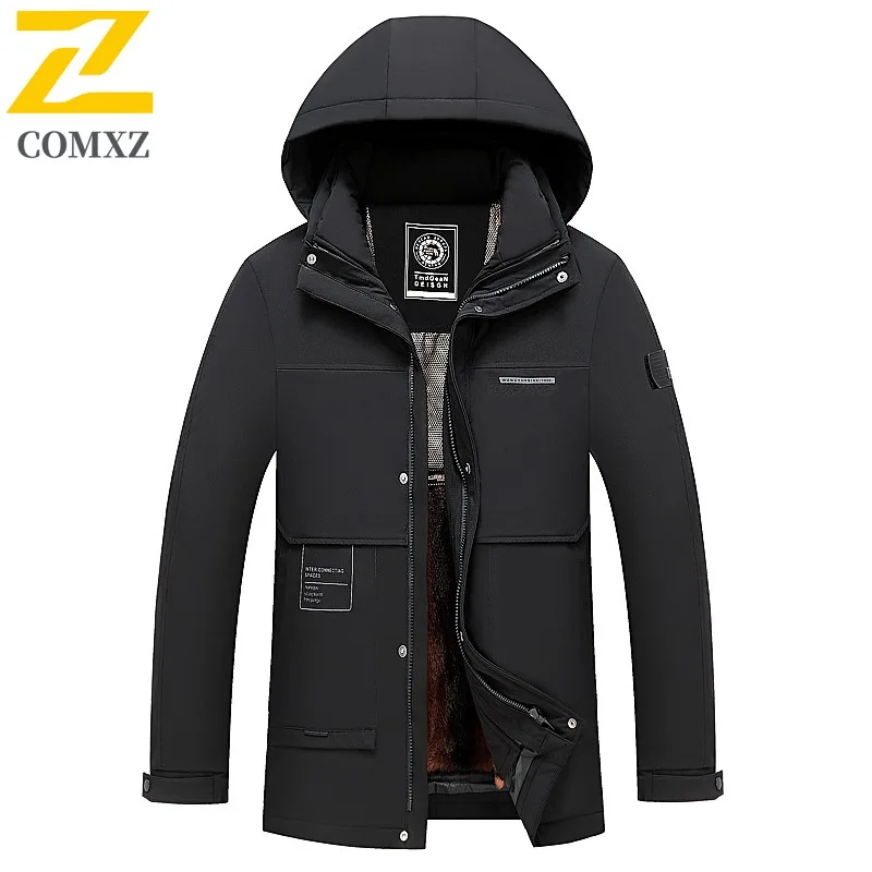 

COMXZ Men Winter Jackets 2025 Brand Luxury Short Hooded Street Travel Cold Resistant Loose Snow Padded Jacket Thick Padding Coat