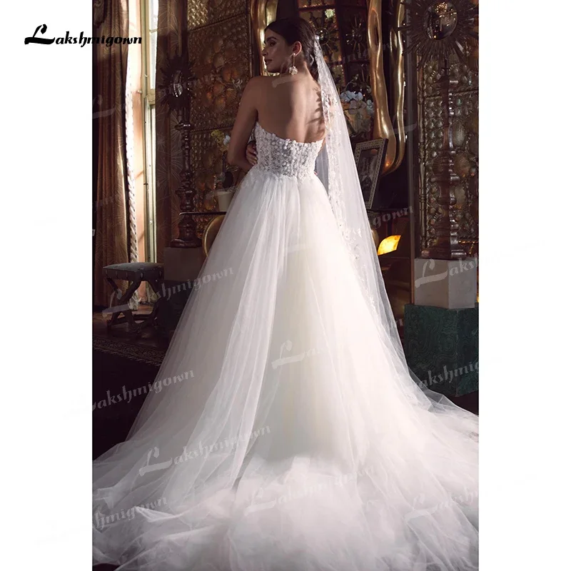 Ball Gown Wedding Dresses 2022 Bridal Gowns Sleeveless Zipper Sweetheart Netting Floor-Length Appliques Lace Beading vestidos