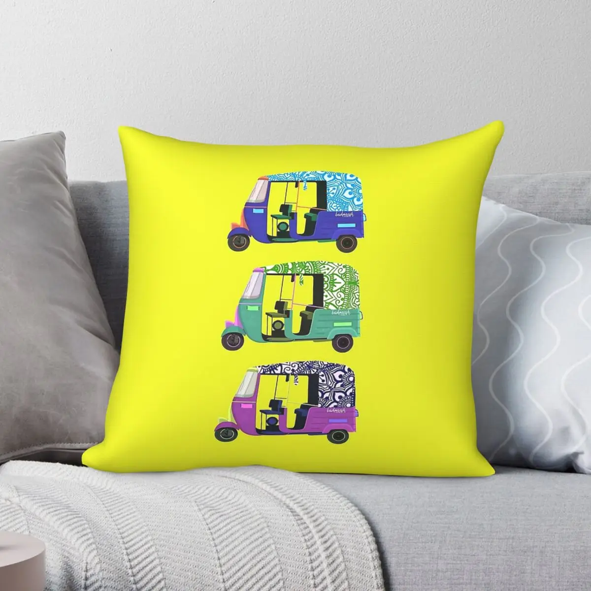 Rickshaw Suhenna Creations Square Pillowcase Polyester Linen Velvet Printed Decorative Throw Pillow Sofa Seater Cushion Cover