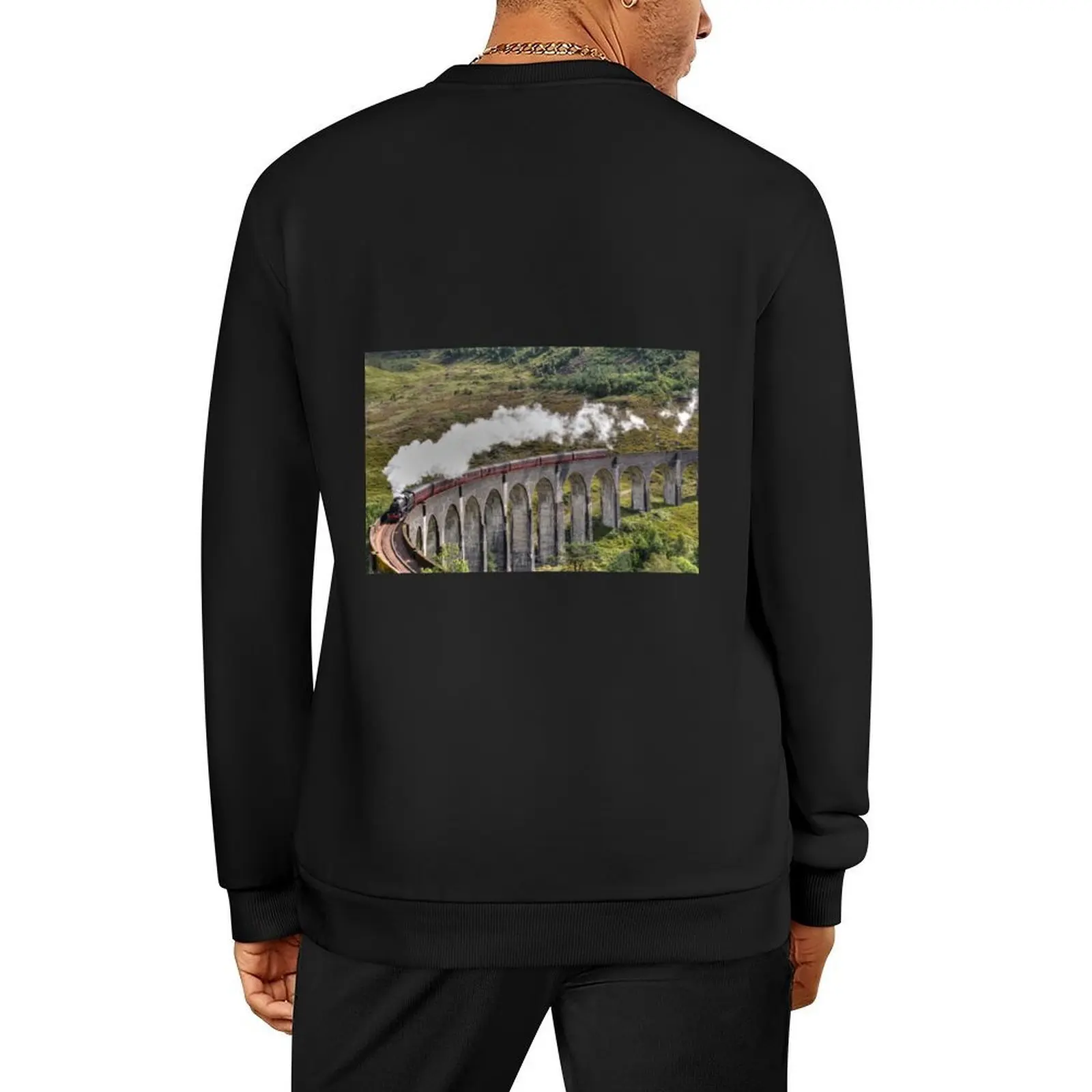 

Jacobite Steam Train, Glenfinnan Viaduct, Scotland. Pullover korean style clothes fashion men autumn oversize sweatshirt