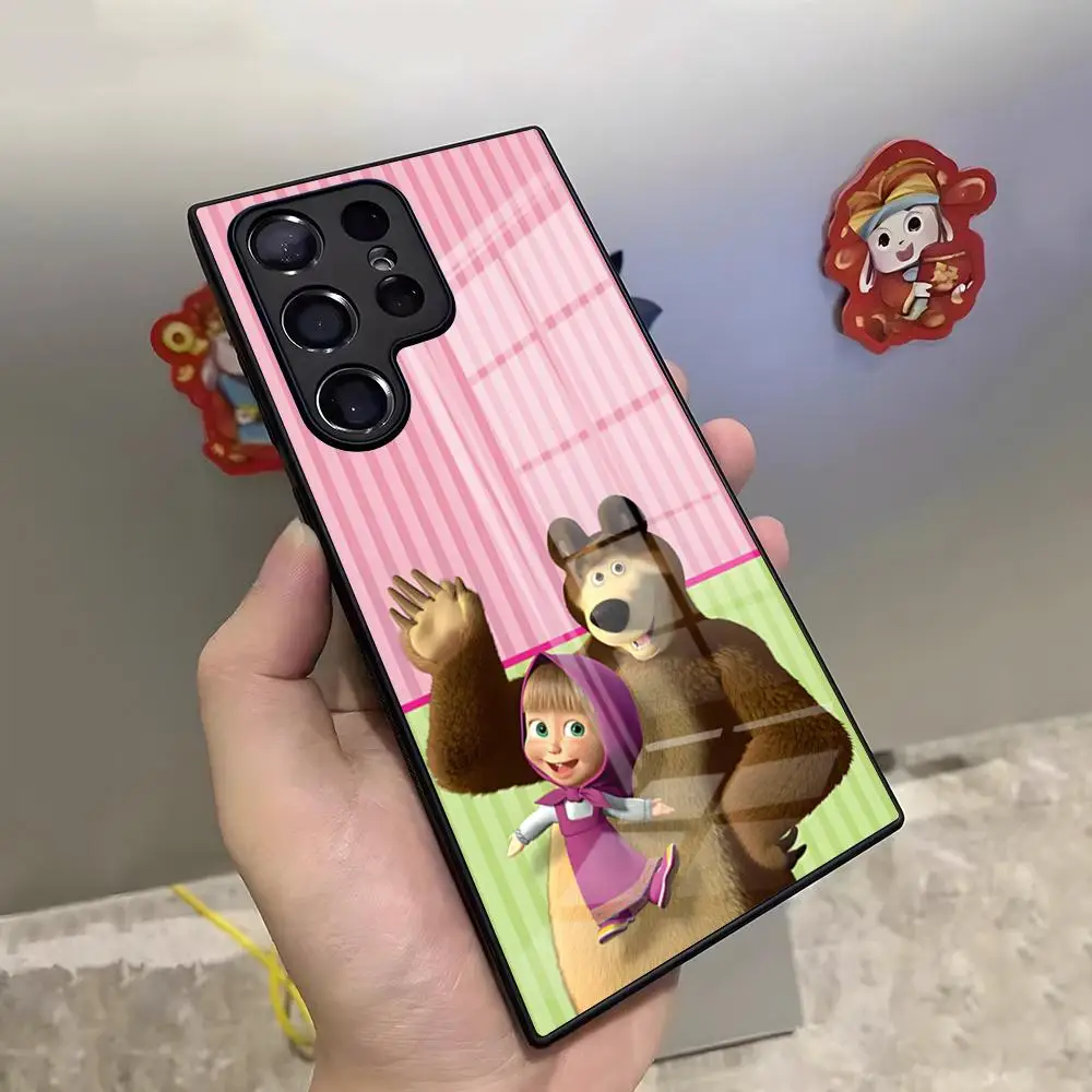 Cartoon M-Masha And The B-Bear Phone Case For S25 Ultra Samsung S24 Fe S22 S20 S23 21 Plus A54 A34 A53 A16 Glass Cover