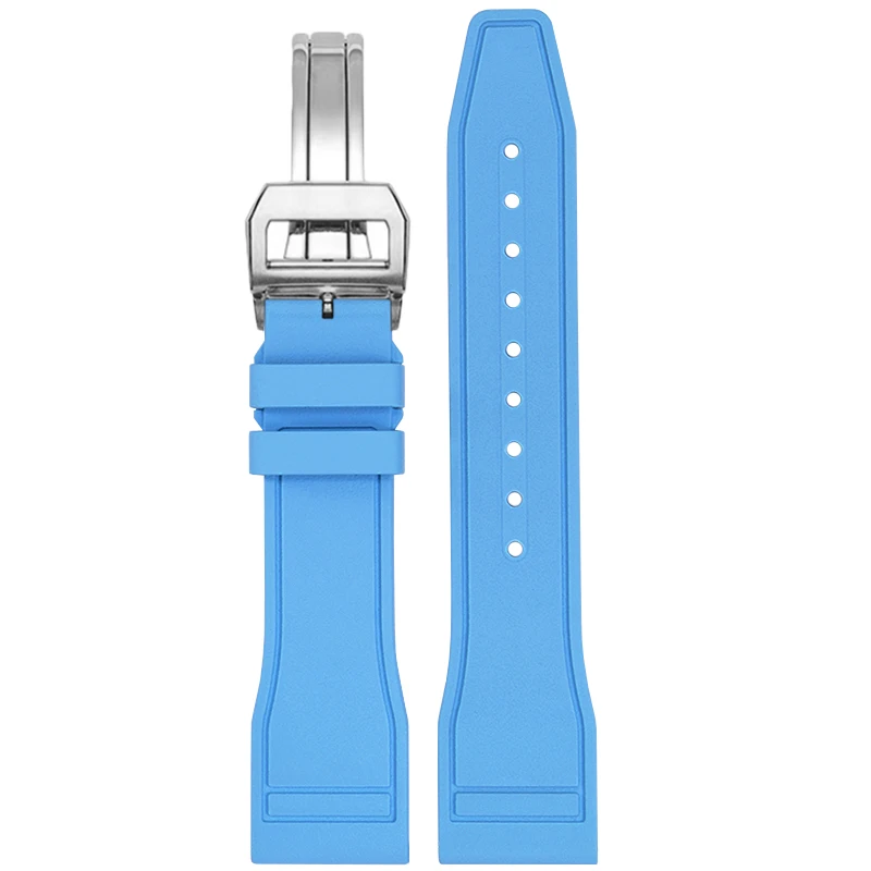 Substitute IWC Pilot Petronas Blue F1 Mercedes Series Straight Interface Quick Release Fluororubber Watch Strap 20/21/22mm