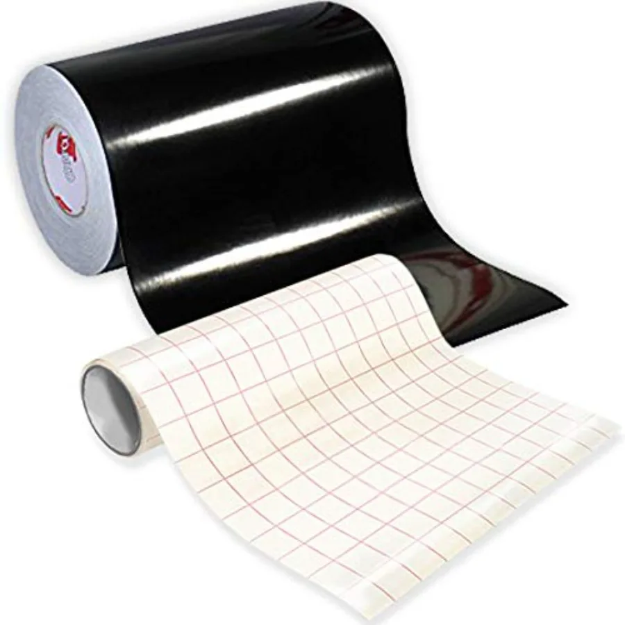 

651 Gloss Black Self-Adhesive Craft Vinyl Roll 12" x 50ft w/Transfer Paper
