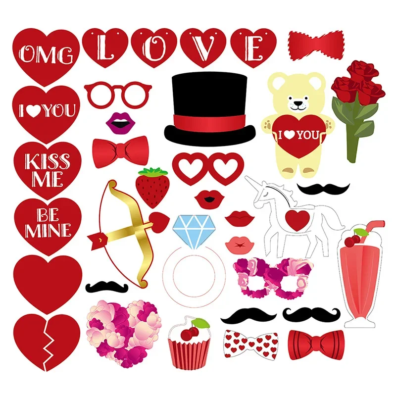 New Best-selling Models Valentine's Day 35 Props Photo Props Set LOVE Pull Flag Kiss Me Sweet Love 520 Tanabata Party