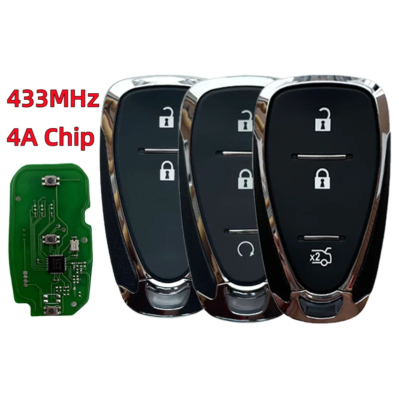 

4A Chip HITAG AES Locked 433MHz With For Chevrolet Orlando JM Trax Tracker Proximity Smart Remote Car Key 2/3Buttons