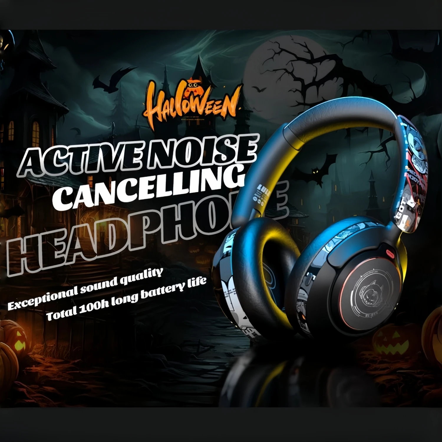 

ANC Гибридные беспроводные наушники с активным шумоподавлением Bluetooth 5.4 с микрофоном, игровая гарнитура с Hi-Fi и глубокими басами