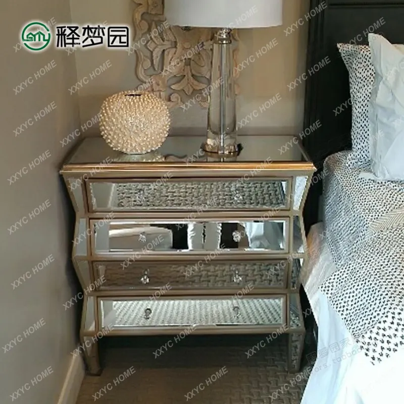L Modern Simple Bedside Table Drawer Type Multi-functional Locker Mirror Furniture Chest