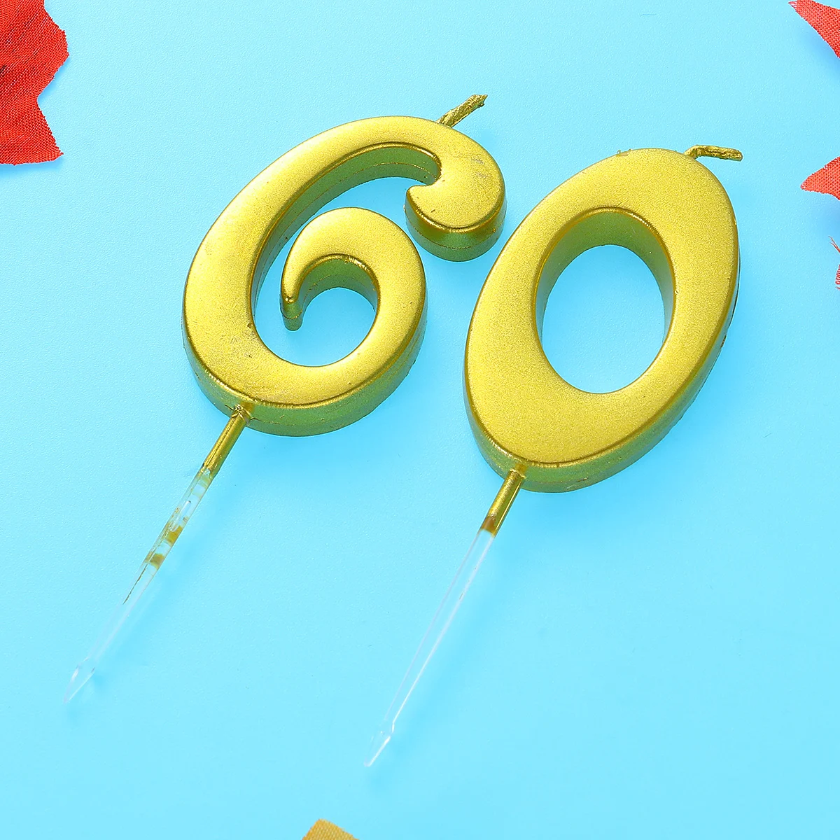 2 قطعة كعكة عيد ميلاد رقم الشموع 60 البارافين آمنة الشمع الديكور لذكرى الزفاف الذهبي عدد 60 #5