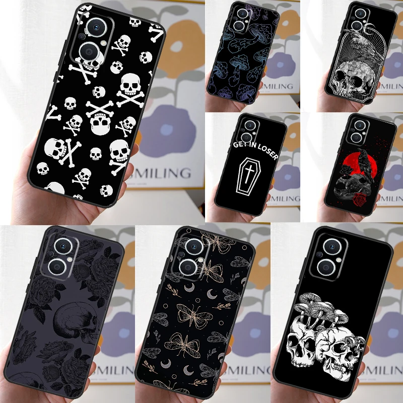 Skull Gothic Creepy Pastel Goth Case For OPPO Reno 5Z 4Z 8T 10 11 Pro 11F 5 6 7 8 Lite OPPO Find X6 X5 Pro X2 X3 Neo Cover