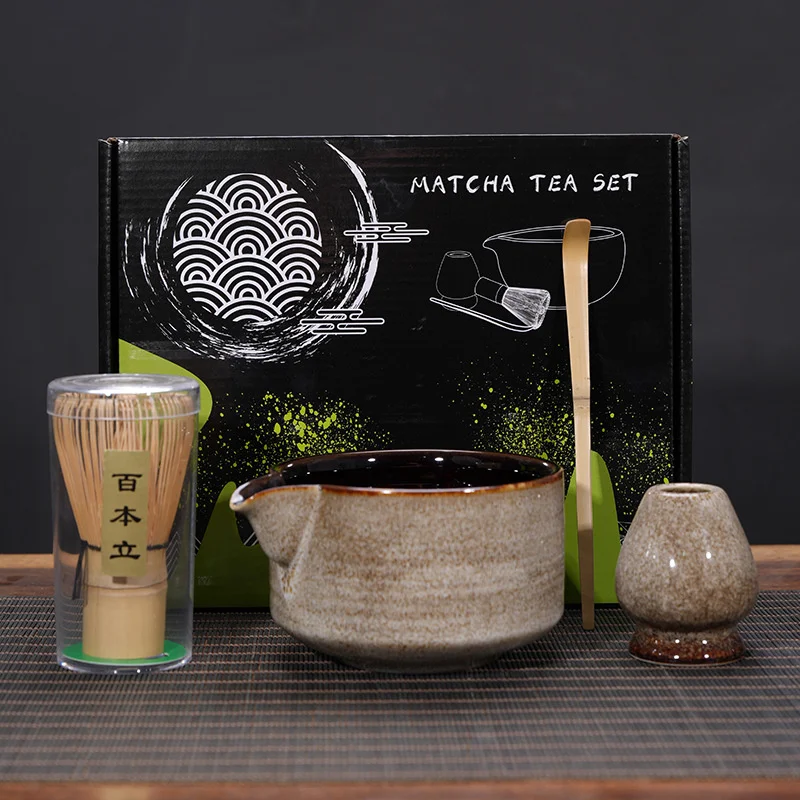 4-7pcs/set Handmade Matcha Tea Set Tool Retro Home Easy CleanStand Kit Bowl Whisk Scoop Traditional Ceremony  Gift