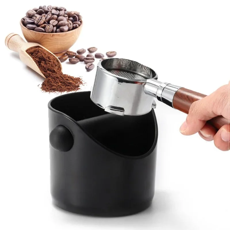 Shock-Absorbent Coffee Knock Box Anti-slip Espresso Dump Bin for Coffee Grounds with Removable Knock Bar Coffee Grind Waste Bin