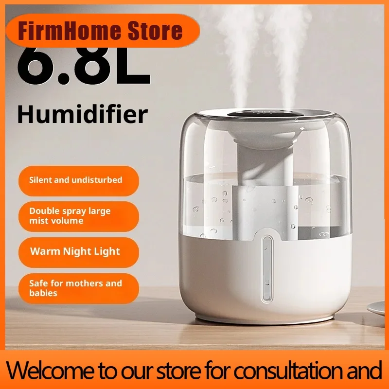 FirmHome StoreNew 6.8L Large-Capacity Humidifier With USB Dual Spray, Suitable For Home, Dorm, Office, Bedroom Desktop, Comes Wi