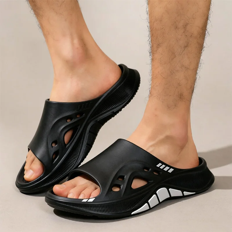 Thick Soled Platform Cloud EVA Sports Slippers For Men Summer Fashion Print Non Slip Beach Slippers Comfy Casual Walking Shoes