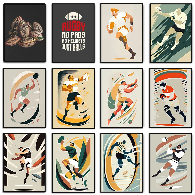 Minimalist Rugby Sports Canvas Painting Playing Rugby Poster and Prints Modern Wall Art Picture for Room Home Decoration Cuadros